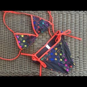 Victoria's Secret Black & Red Star Bikini XS